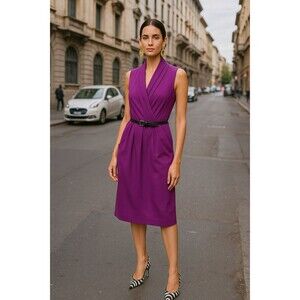 Calvin Klein Purple Sleeveless Sheath Dress in Size 0 Corpcore Office Siren NWT